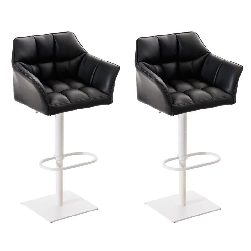 Lot de 2 tabourets de bar Damaso simili cuir blanc noir
