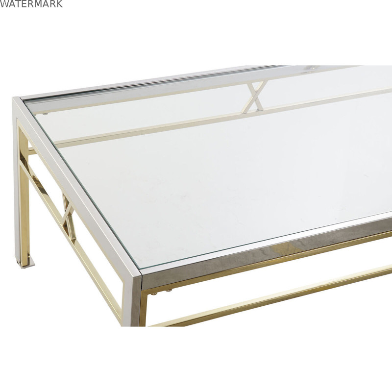 Table d'appoint DKD Home Decor Verre Acier Argent (110 x 60 x 40 cm)
