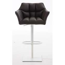 Lot de 2 tabourets de bar Damaso simili cuir blanc marron