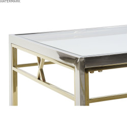 Table d'appoint DKD Home Decor Verre Acier Argent (110 x 60 x 40 cm)