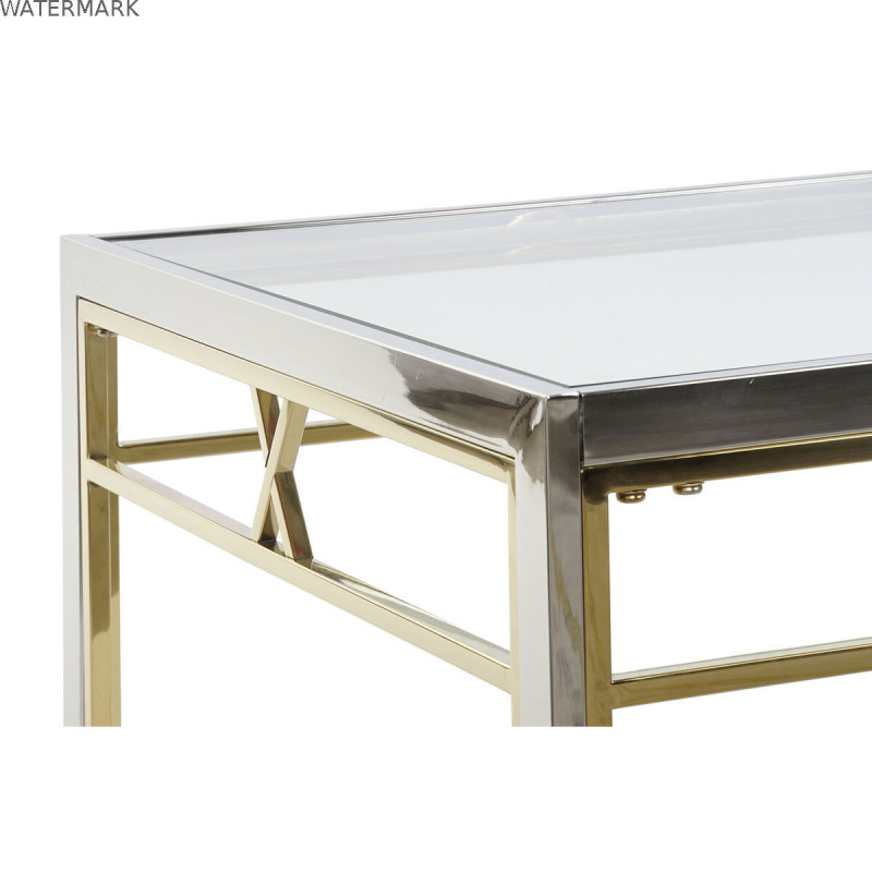 Table d'appoint DKD Home Decor Verre Acier Argent (110 x 60 x 40 cm)