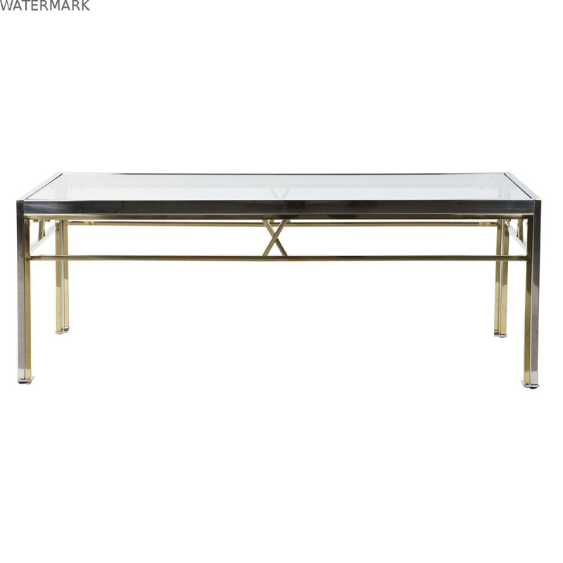 Table d'appoint DKD Home Decor Verre Acier Argent (110 x 60 x 40 cm)