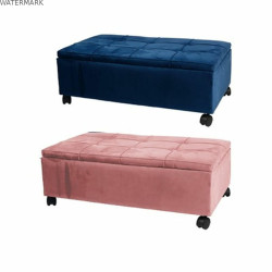 Banquette DKD Home Decor   Rose Polyester Velours Blue marine Peuplier (70 x 39,5 x 24,5 cm) (2 Unités)