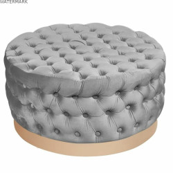 Repose-pied DKD Home Decor Gris Polyester Bois MDF (78 x 78 x 40 cm)