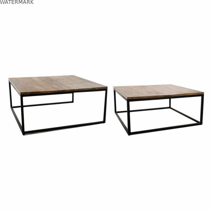 Jeu de 2 tables DKD Home Decor Marron Noir 90 x 90 x 40 cm