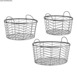 Lot de paniers Argenté Métal 40 x 18 x 40 cm (3 pcs)