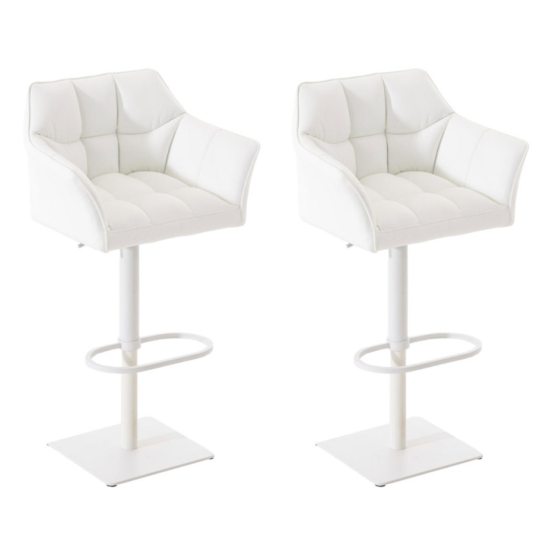 Lot de 2 tabourets de bar Damaso simili cuir blanc