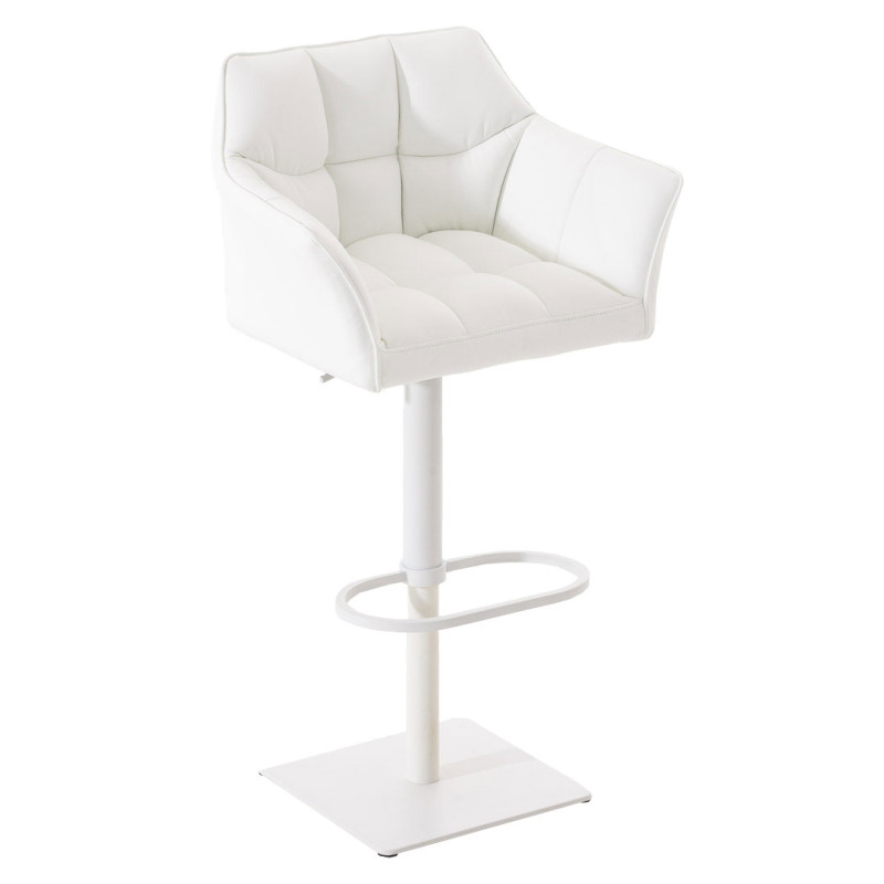 Lot de 2 tabourets de bar Damaso simili cuir blanc
