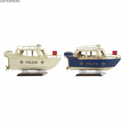 Figurine Décorative DKD Home Decor Bleu Blanc Bateau Vintage 27 x 10,5 x 14 cm (2 Unités)