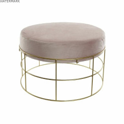 Repose-pied DKD Home Decor Doré Métal Polyester Rose clair (60 x 60 x 37.5 cm)
