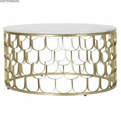Table d'appoint DKD Home Decor 81 x 81 x 42 cm Doré Blanc Plastique Marbre Fer