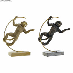 Figurine Décorative DKD Home Decor 33 x 25 x 48 cm Noir Doré Singe Moderne (2 Unités)