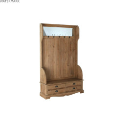 Porte-manteaux avec étagères DKD Home Decor Marron Noir Pin Miroir Naturel Alpino 124 x 40 x 200 cm