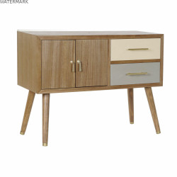 Meubles de télévision DKD Home Decor Gris Crème Métal Bois de paulownia (90 x 34 x 66.5 cm)