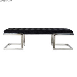 Banquette DKD Home Decor   Noir Polyester Acier (140 x 40 x 40 cm)