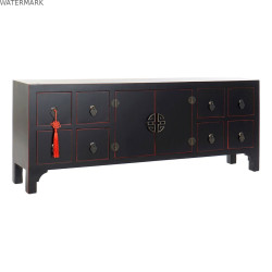 Meubles de télévision DKD Home Decor Noir Multicouleur Bois Sapin Bois MDF 130 x 24 x 51 cm