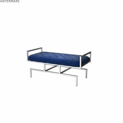 Banquette DKD Home Decor   Bleu Polyester Acier (97 x 44 x 46 cm)