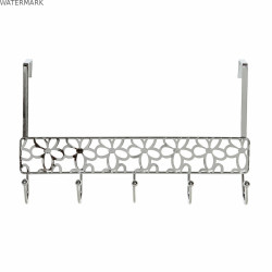 Porte-manteaux pour portes DKD Home Decor Argenté Métal Plastique Fleurs 32 x 10 x 19 cm