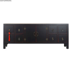 Meubles de télévision DKD Home Decor Noir Multicouleur Bois Sapin Bois MDF 130 x 24 x 51 cm