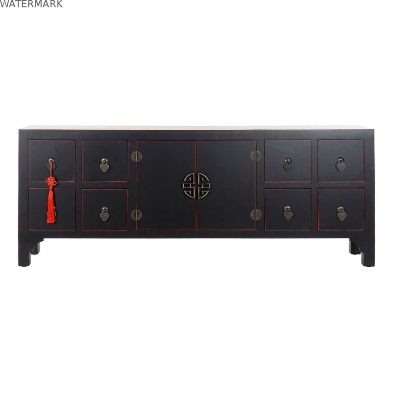 Meubles de télévision DKD Home Decor Noir Multicouleur Bois Sapin Bois MDF 130 x 24 x 51 cm