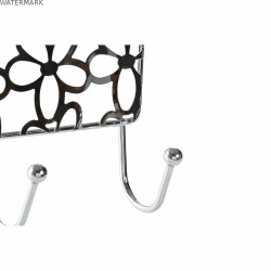 Porte-manteaux pour portes DKD Home Decor Argenté Métal Plastique Fleurs 32 x 10 x 19 cm