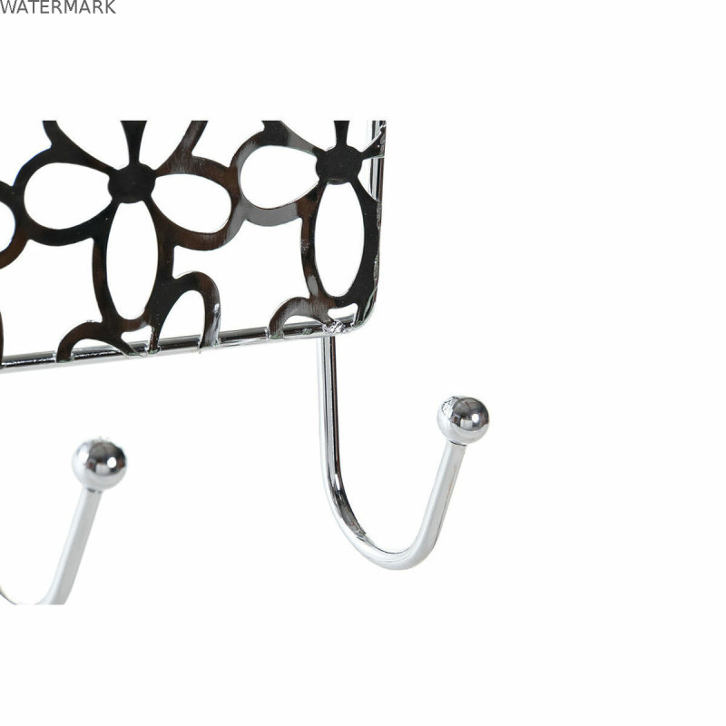 Porte-manteaux pour portes DKD Home Decor Argenté Métal Plastique Fleurs 32 x 10 x 19 cm