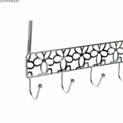 Porte-manteaux pour portes DKD Home Decor Argenté Métal Plastique Fleurs 32 x 10 x 19 cm