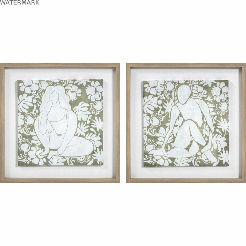 Cadre DKD Home Decor 42 x 3 x 42 cm Fleurs Scandinave (2 Unités)