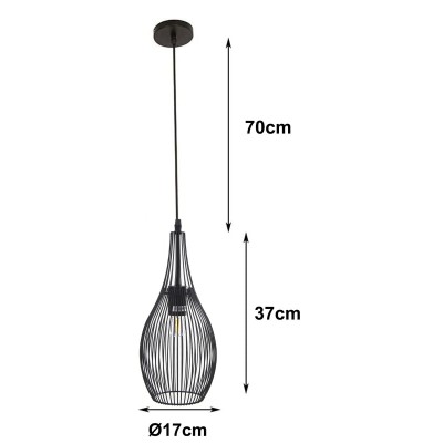 Suspension Alexandra House Living Noir Métal 60 W 17 x 37 x 17 cm