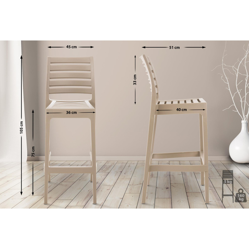 Tabouret de bar Ares boue