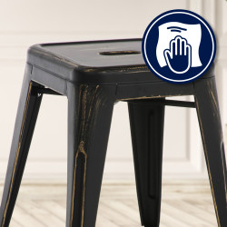 Tabouret Armin antique noir-or
