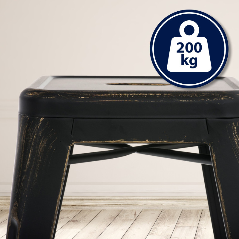 Tabouret Armin antique noir-or