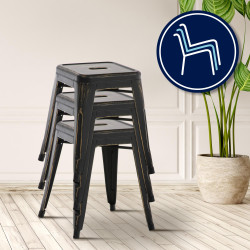 Tabouret Armin antique noir-or