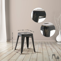 Tabouret Armin antique noir-or