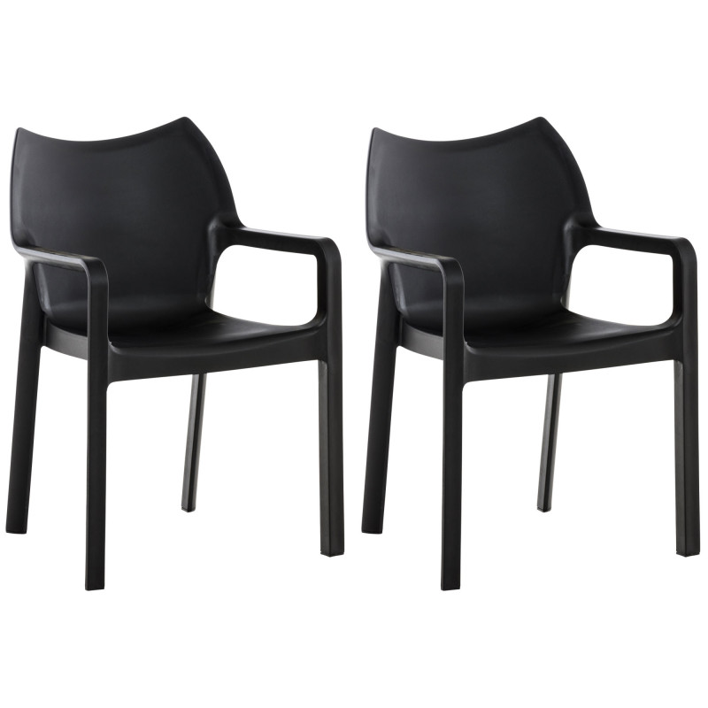 Lot de 2 chaises empilables DIVA noires