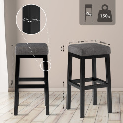 Tabouret de bar Taylor B80 en tissu gris