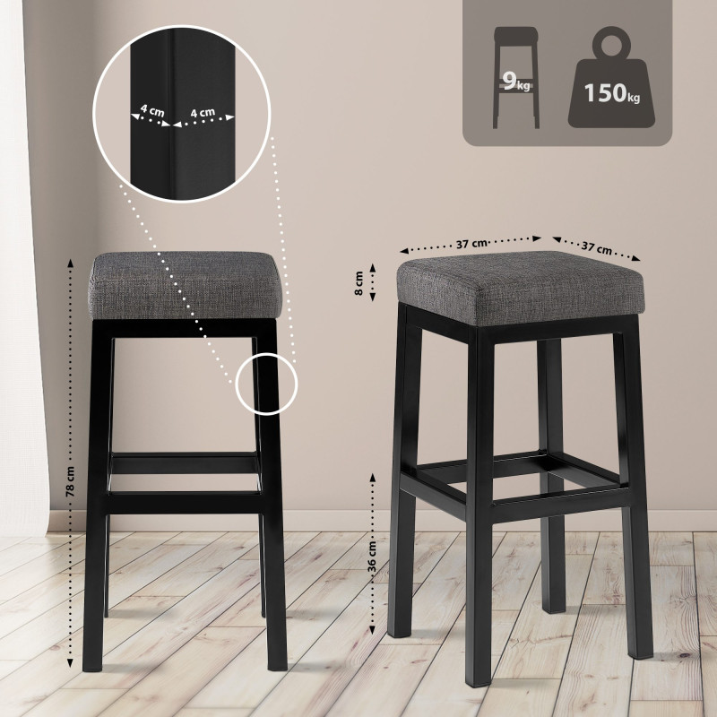 Tabouret de bar Taylor B80 en tissu gris