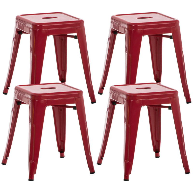 Ensemble de 4 tabourets Armin rouges
