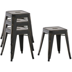 Ensemble de 4 tabourets Armin, noir et or