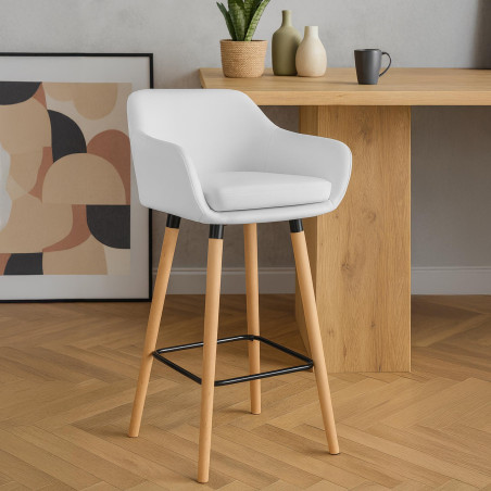 Tabouret de bar Grant similicuir blanc