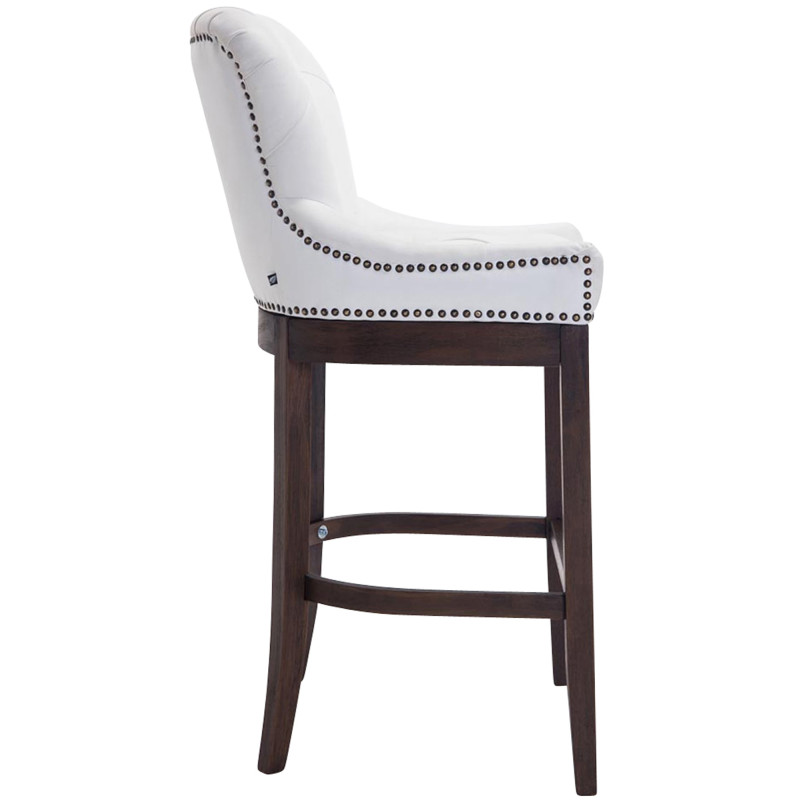 Tabouret de bar Lakewood en cuir véritable, blanc antique