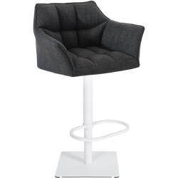 Tabouret de bar Damaso W en tissu gris foncé