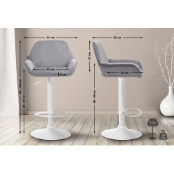 Tabouret de bar Braga velours gris