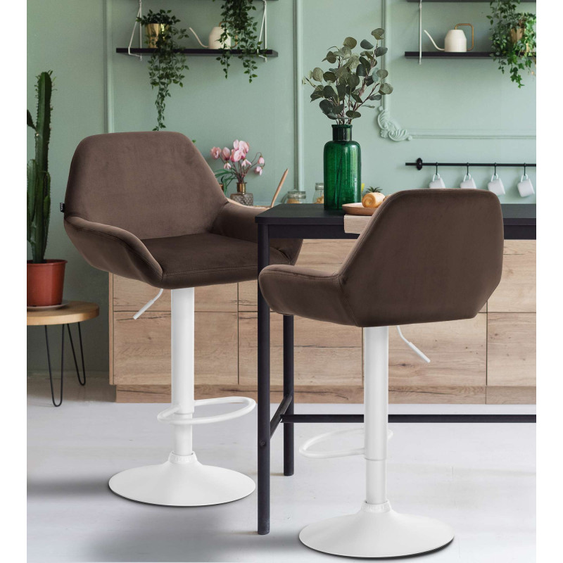 Tabouret de bar Braga velours brun