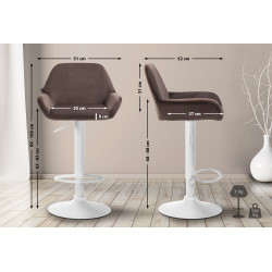 Tabouret de bar Braga velours brun