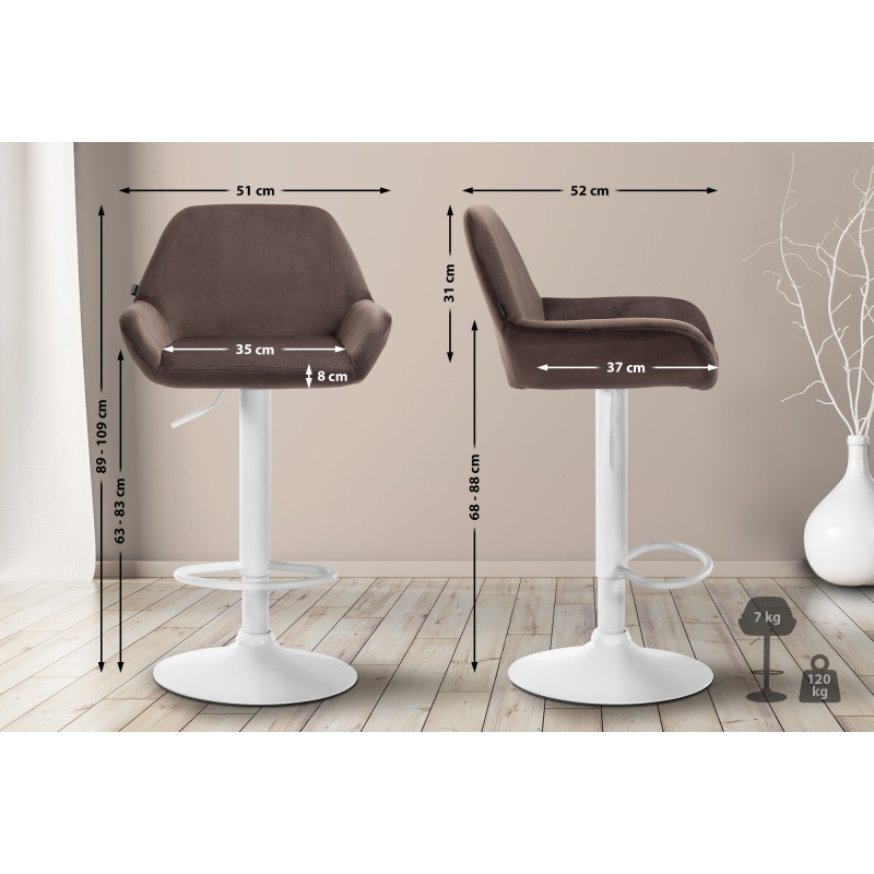 Tabouret de bar Braga velours brun