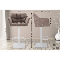 Tabouret de bar Damaso W en tissu marron terra