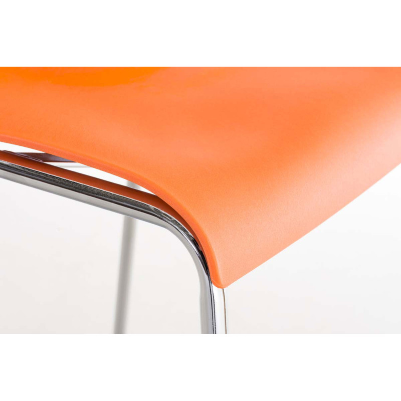 Tabouret de bar chromé Hoover avec cadre orange à 4 pieds