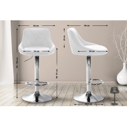 Tabouret de bar Lazio similicuir chromé blanc