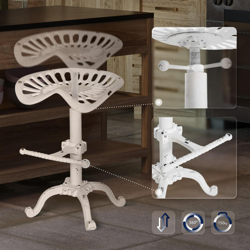 Tabouret de bar Butch blanc antique